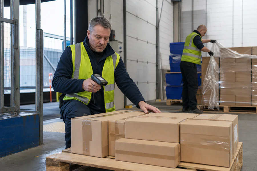 Inbound delivery being counted and booked in at goods-in